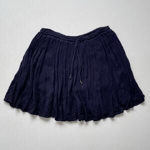 Vtg 90s KATHMANDU Navy Embroidered Gauzy Skirt Sz S Hippie Boho Whimsigoth Fairy